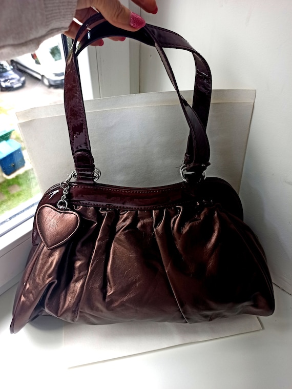 Elegant vintage bag France Lancome/ Brown metalli… - image 1