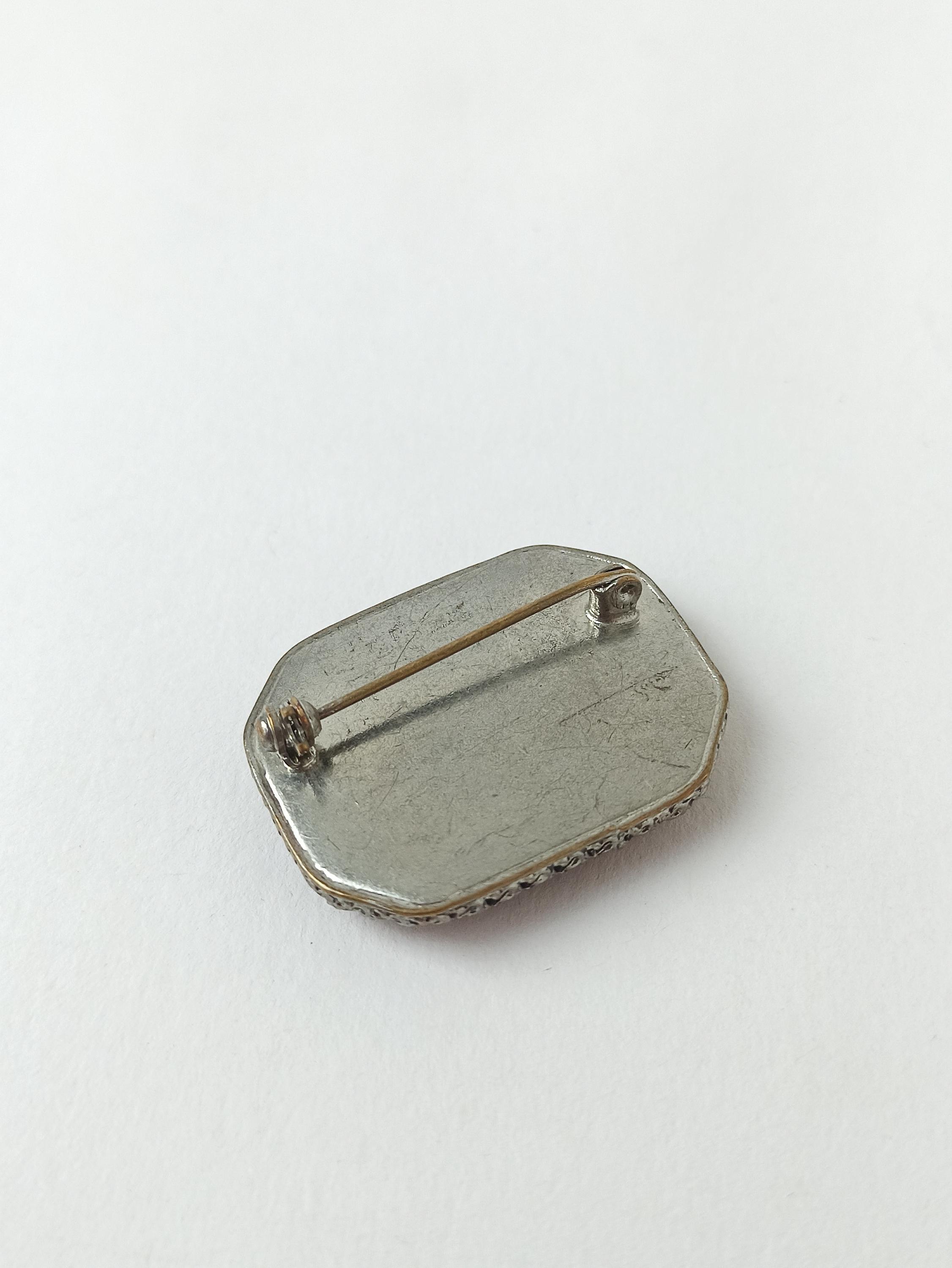 Broche vintage en verre jaune pâle - Bijoux fantaisie rétro - Vers 1930 - France