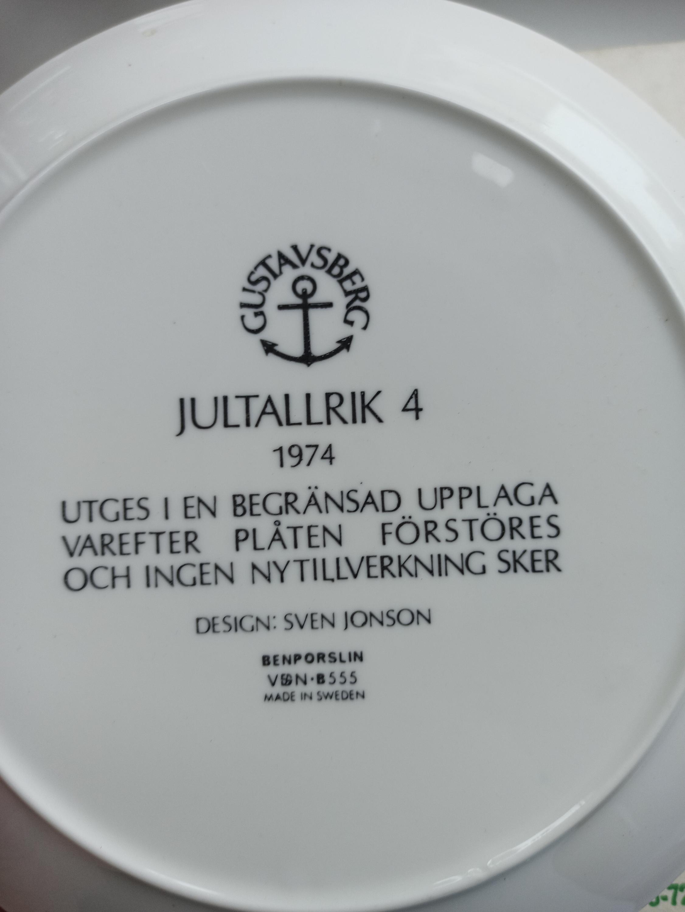 Vintage Gustavsberg Jultallrik Collector Plates 1978/1974, Blue