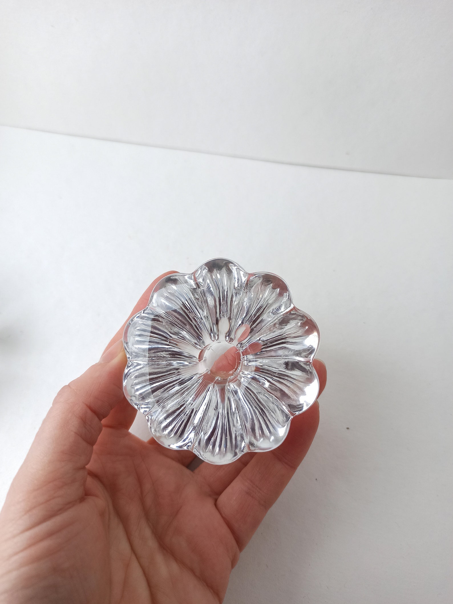 ORREFORS Crystal Candle Holder Stella Bloemvormige glazen kandelaarhouder Vintage Zweeds