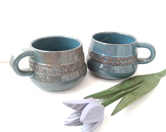 Set of 2 large vintage mugs/soup mugs сeramic JIE GANTOFTA SWEDEN