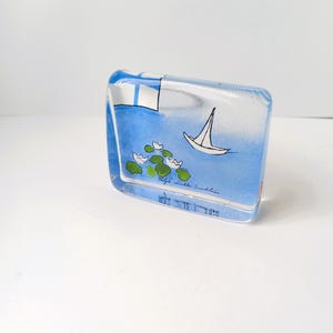 Iittala glass card collectible designed by Heljä Liukko-Sundström glass paperweight/summer /window decor/ home/Finland