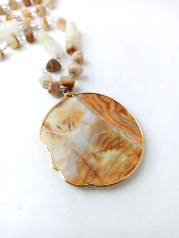 Vintage pendant/necklace made of natural onyx sto… - image 4
