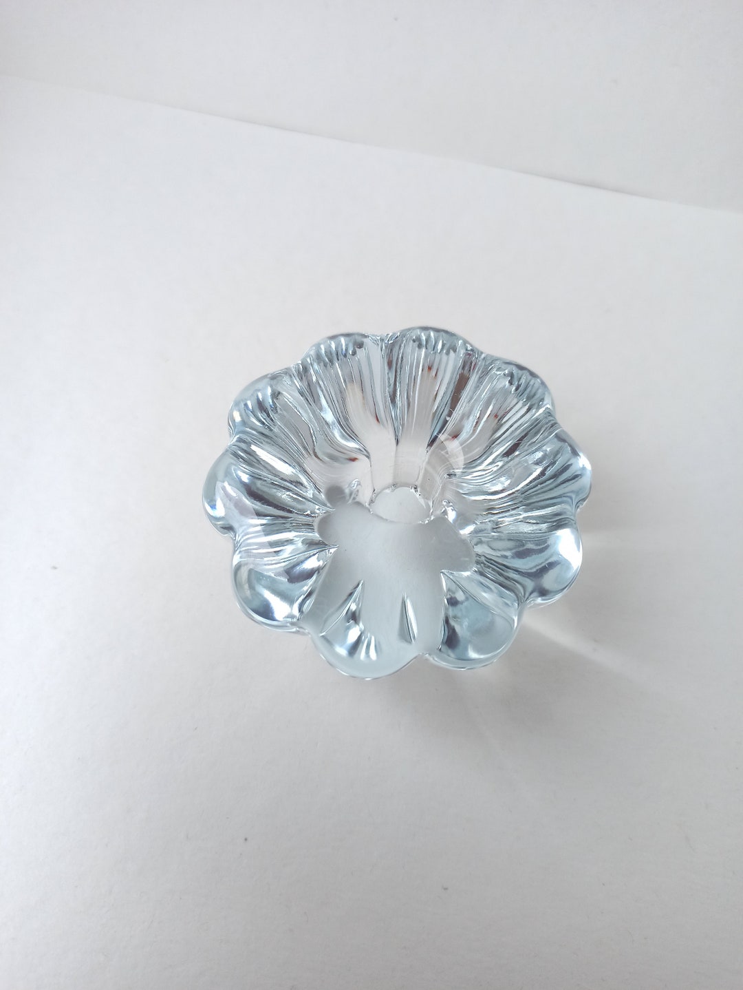 ORREFORS Crystal Candle Holder Stella Flower Shaped Glass Candlestick Holder Vintage Swedish Art