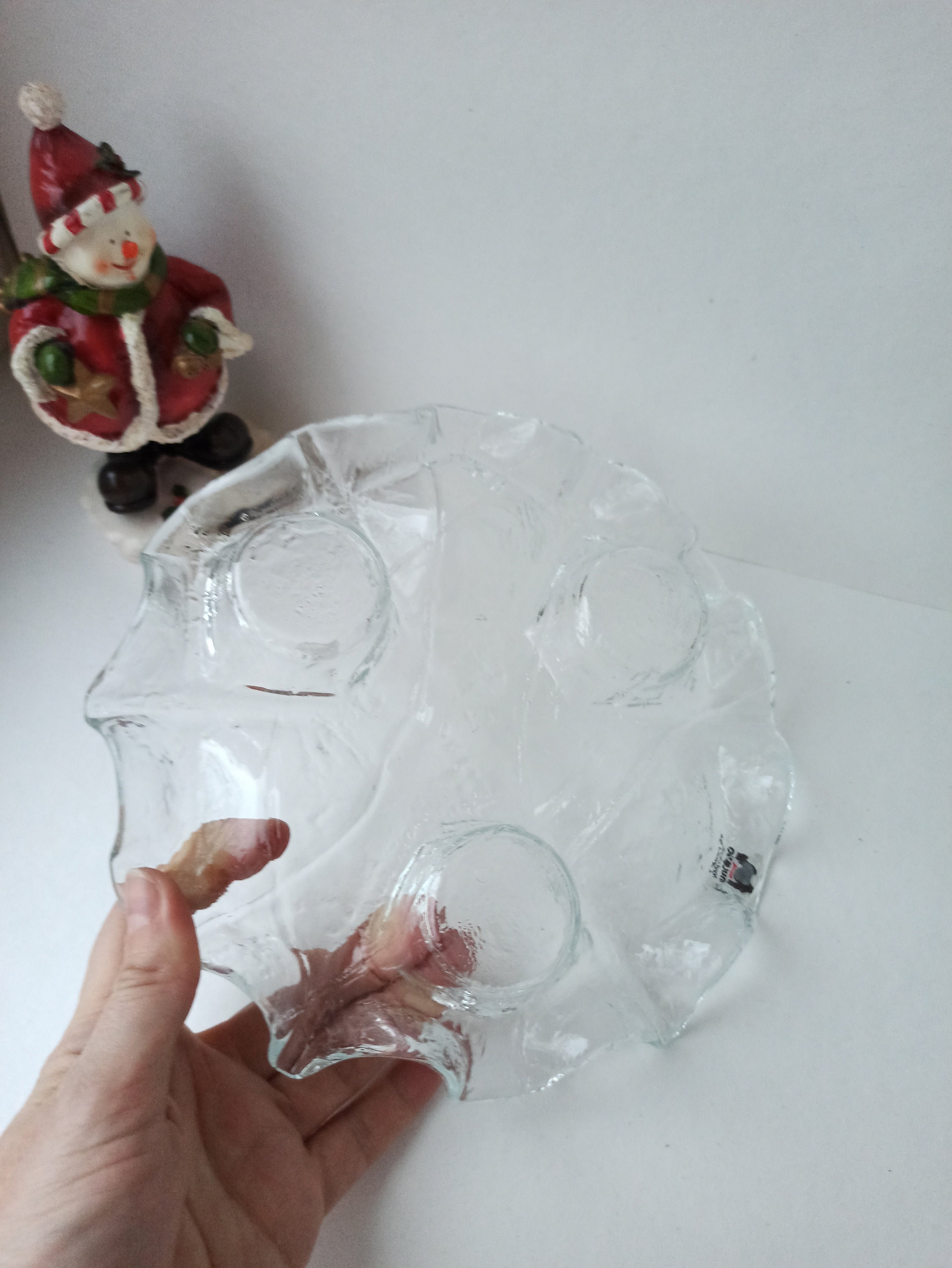 Bougeoir En Cristal Finlandais Muurla - Style Glacier Scandinave Années 70 - Transparent