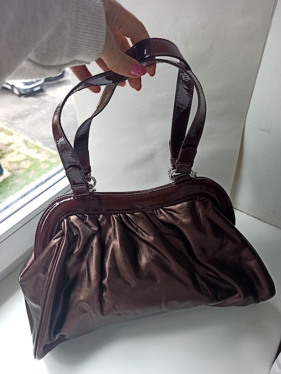 Elegant vintage bag France Lancome/ Brown metalli… - image 5