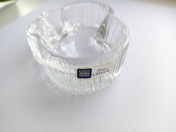 Finn Crystal CUMULUS Bowl Low Glass Dish by Arabia Finland, 1980's
