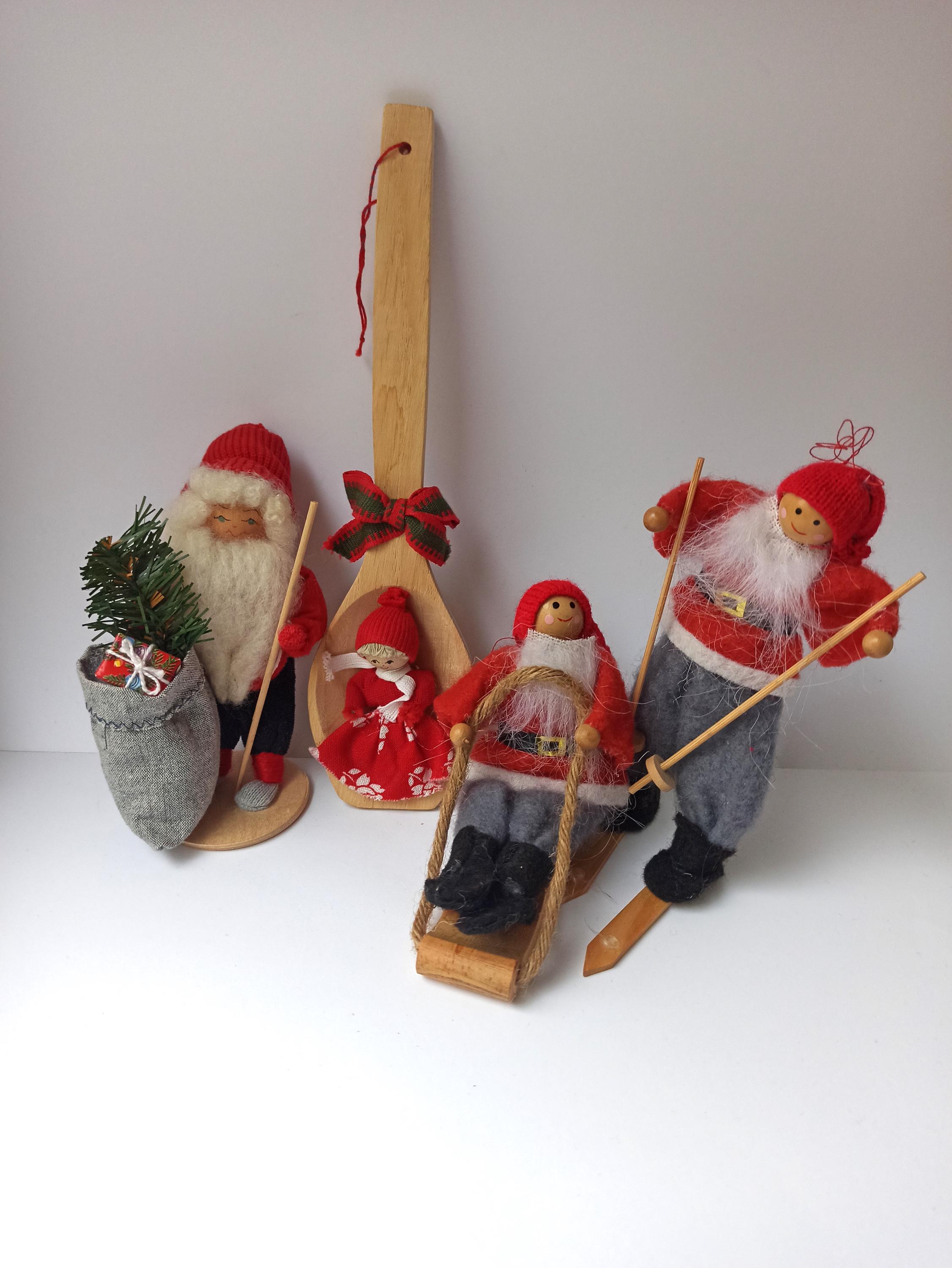 ヴィンテージスウェーデン製ハンドメイド木製クリスマスオーナメント