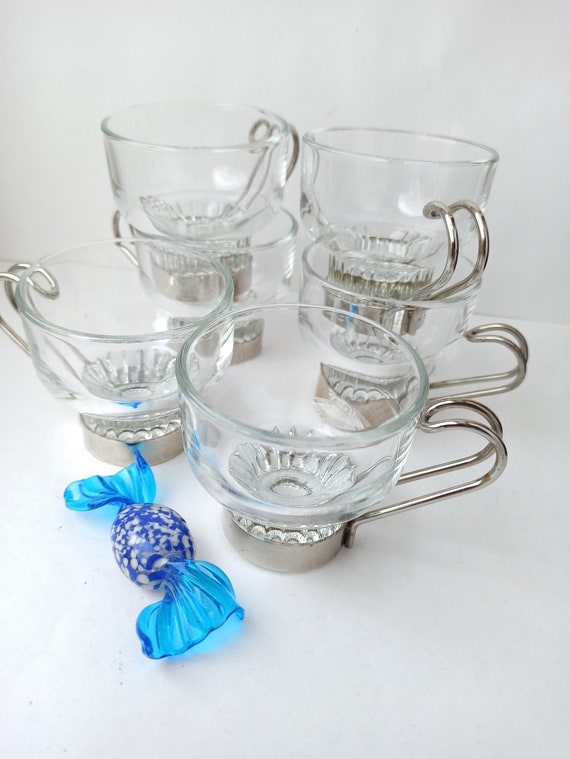 Tea Glasses with Metal Detail - Set of 6