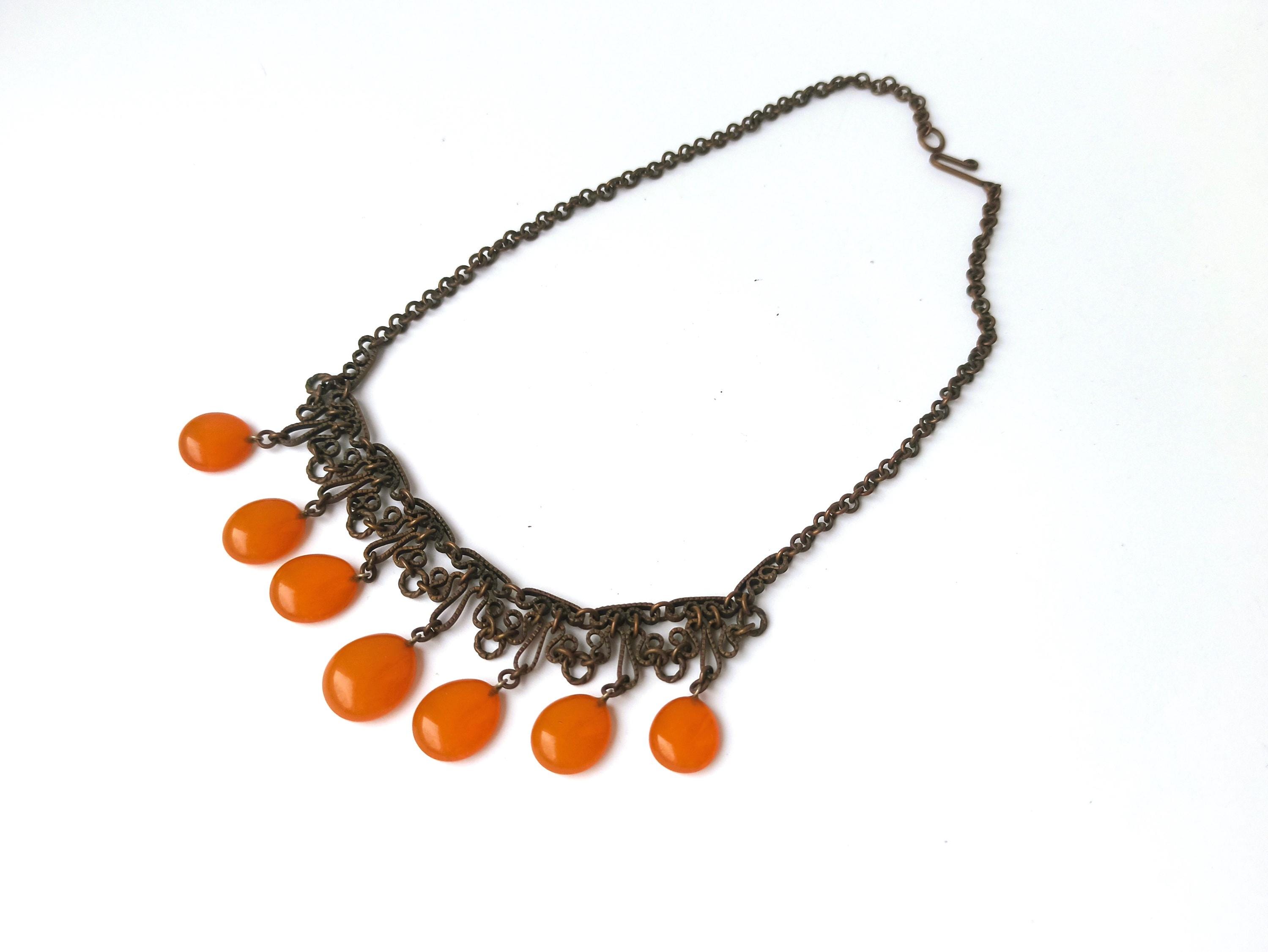 Collier Ambre Baltique Vintage - Perles Dent De Loup - Années 1970 URSS