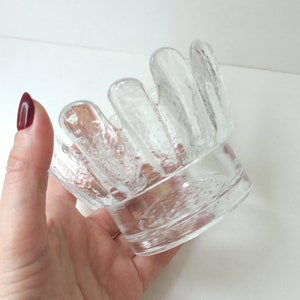 Vintage Kosta Boda Eisglas Kristall, Art Glas Schale, Art Design, Kerzenhalter, Candy Bowl Schweden
