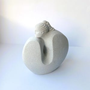 Vintage Marbell Stone Art Belgium Woman Figure Carved Stone Figure