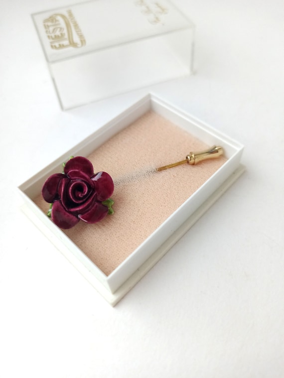 Rose Flower Brooch Fiesta International Fine Bone… - image 6