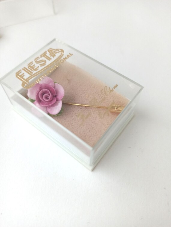 Rose Flower Brooch Fiesta International Fine Bone… - image 5