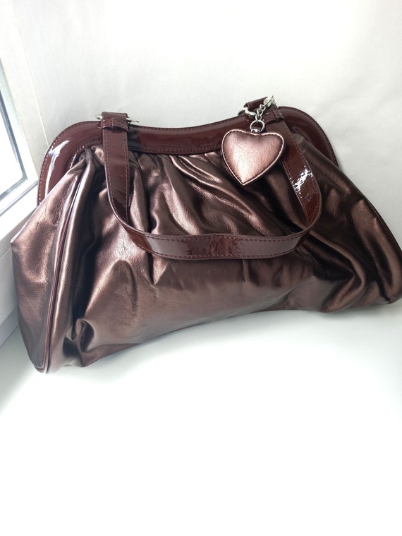 Elegant vintage bag France Lancome/ Brown metalli… - image 2