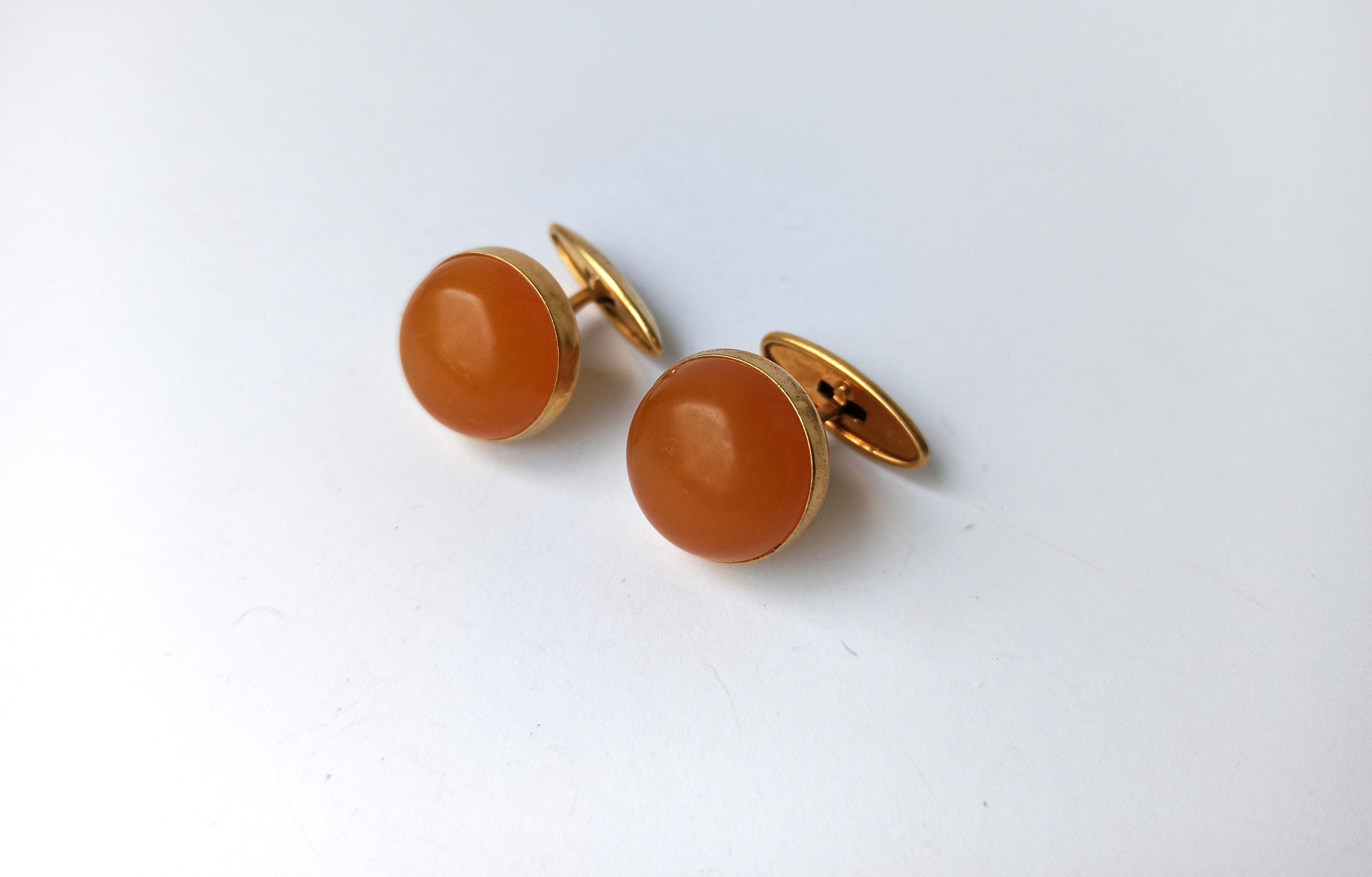 Boutons De Manchette Vintage 1960 Fischland – Poly Ambre (PB), Argent 835, Longueur 2,6 Cm – Moderne Allemand
