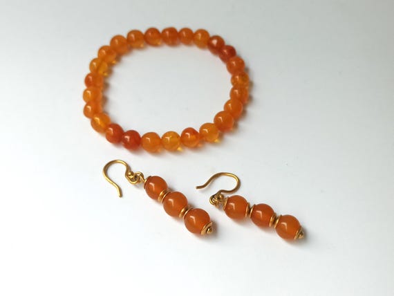 Vintage earrings and braselet made of amber USSR 70s 20th century