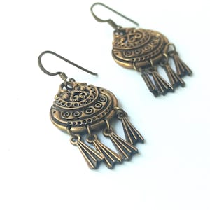 3 opções de brincos de bronze vintage Kalevala Koru Jewelry feitos na Finlândia