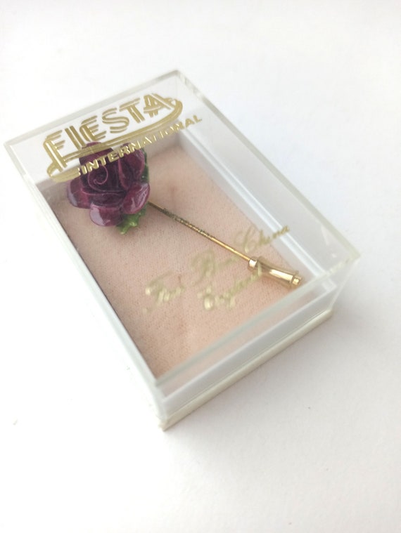 Rose Flower Brooch Fiesta International Fine Bone… - image 9