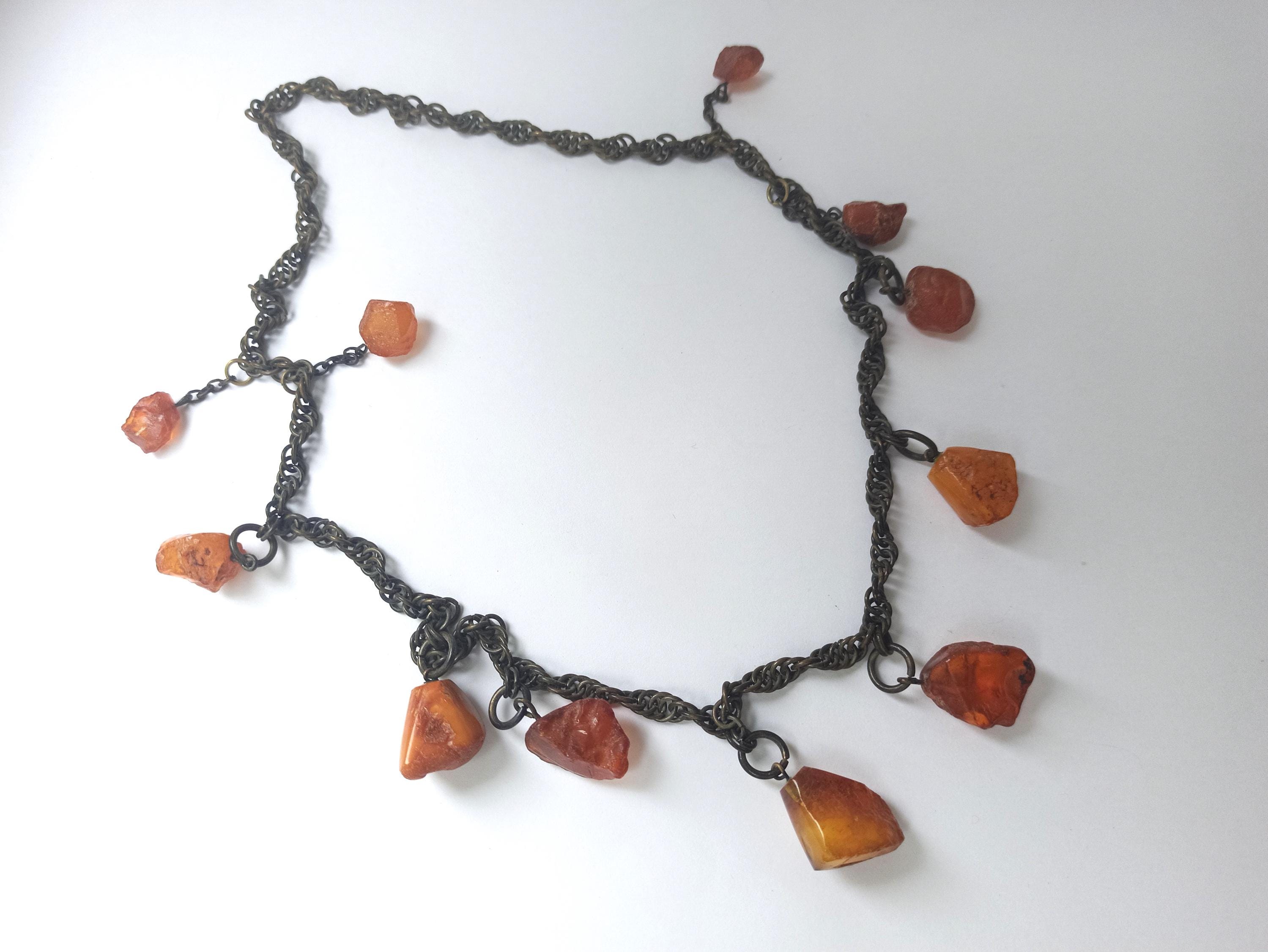 Ancien ambre naturel baltique - Collier massif d'olives