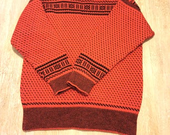Vintage Made In Norway Norwegian folk wool sweater / Nordic wool pullover / Ethno Folk pullover size L /XL
