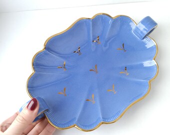 Upsala Ekeby Gefle Porslin Blu Vintage Ceramic Plate. Red With