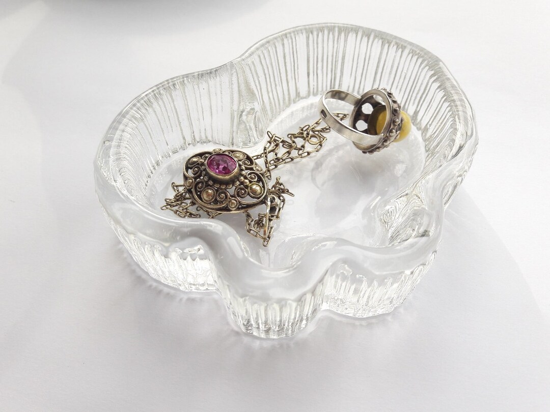 Finn Crystal CUMULUS Bowl Low Glass Dish by Arabia Finland, 1980's