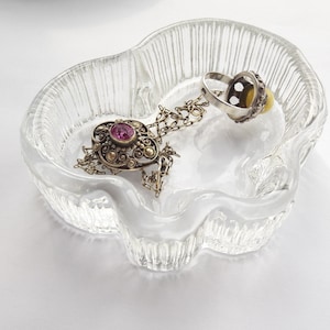 Finn Crystal CUMULUS bowl Low Glass Dish by Arabia Finland, 1980's