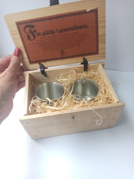 Vintage Pewter Two Drinking Cups by Scandia Tenn Sweden Marke