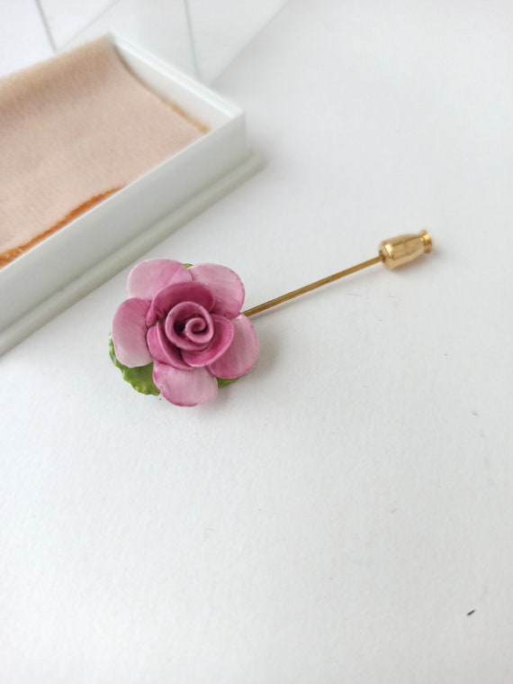 Rose Flower Brooch Fiesta International Fine Bone… - image 3