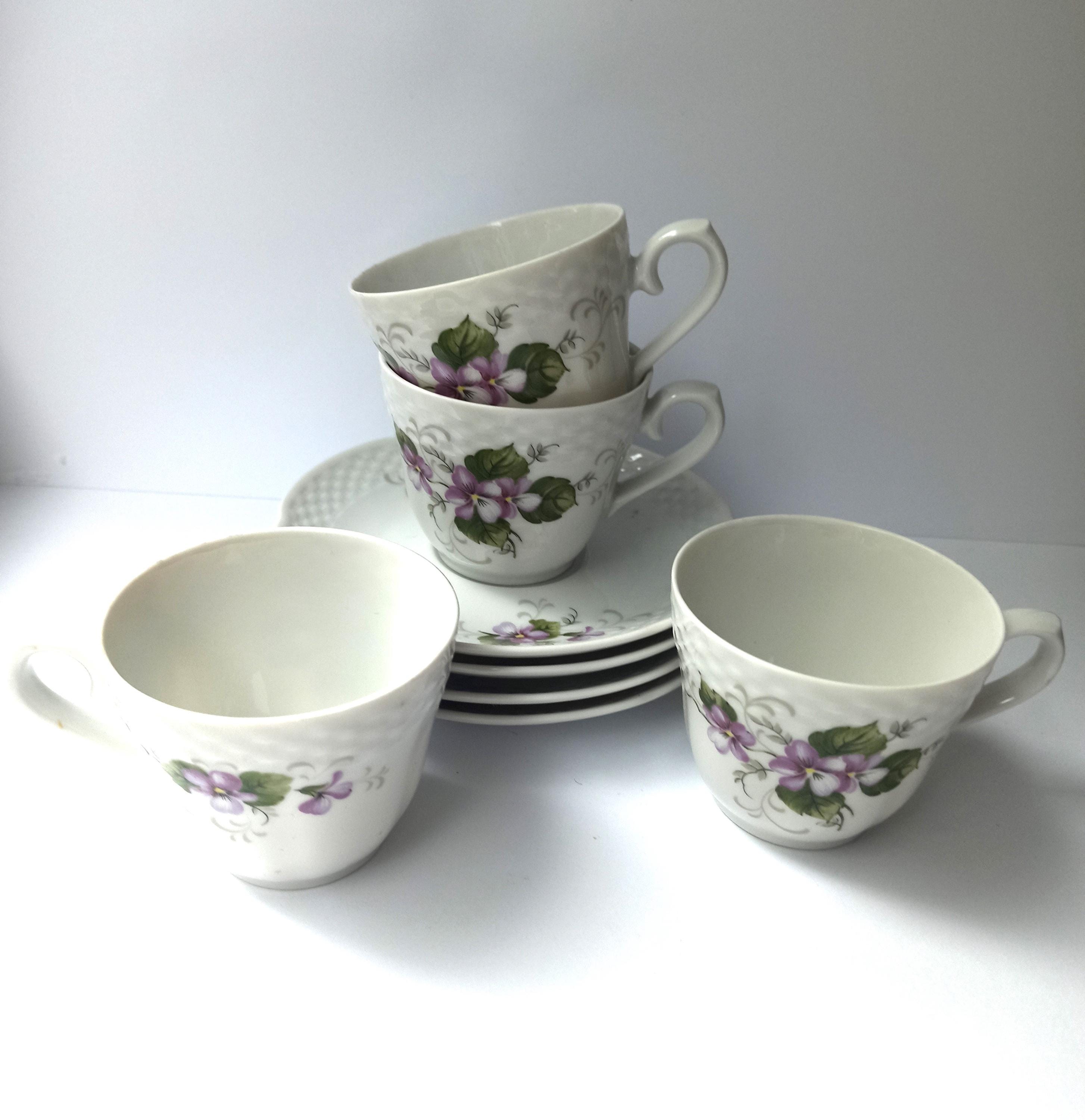 Antique cup with violets - Etsy 日本