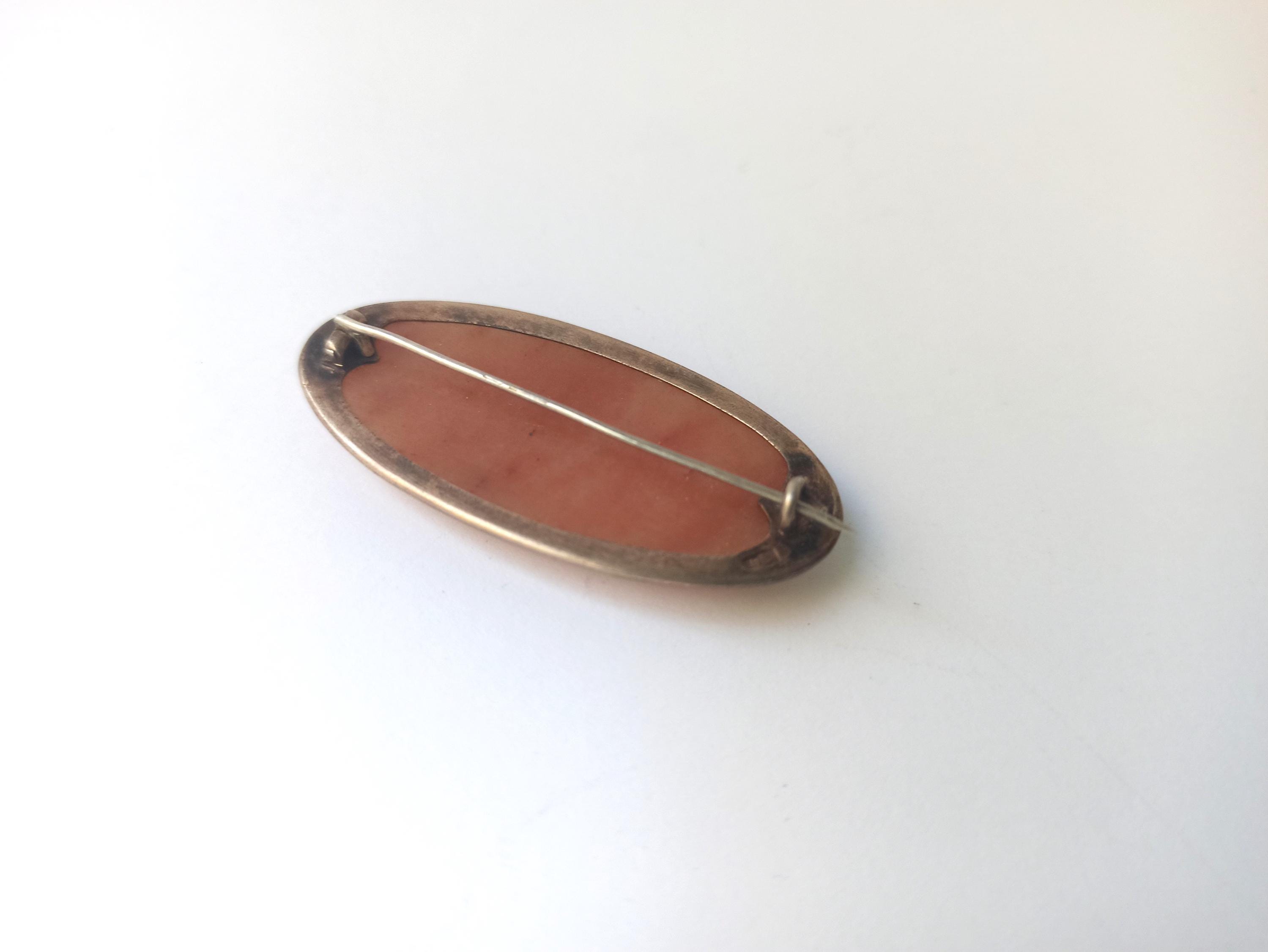 Broche Ancienne En Argent Massif Poinçonnée - Avec Pierre, Occasion