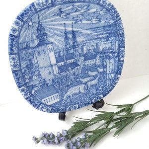 Rorstrand Sweden Collector&#39;s Plate, Design Gunnar Nylund, Christmas Collectible Limited Edition Series, Cobalt Blue Decor Swedish Motif 1977