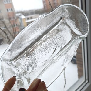 Handmade glass dish for fish scandinavia vintage Kosta Boda