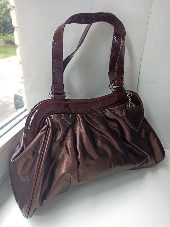 Elegant vintage bag France Lancome/ Brown metalli… - image 3