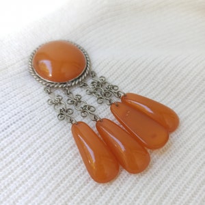 AMBER Vintage Brooch USSR 1970s