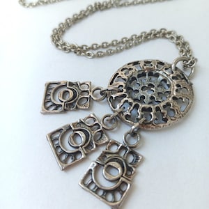 Juhani Vuorisalmi Vintage Pewter pendant necklace Finland 1970s Finnish