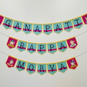Ganapati Bappa Morya, Ganesha, Ganesh Banner (digitaal, direct downloaden)