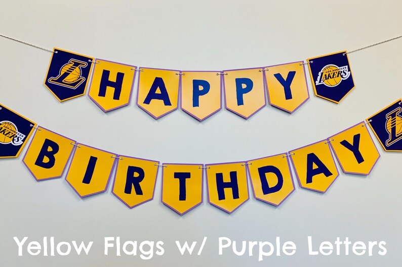 LA Lakers Basketball Themed Happy Birthday Banner | Etsy