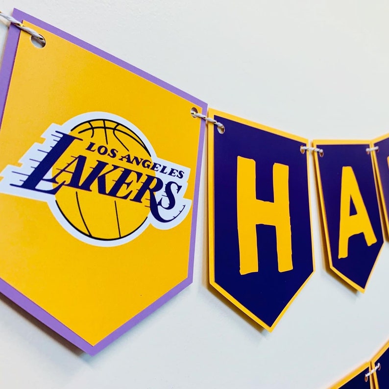 LA Lakers Basketball Themed Happy Birthday Banner | Etsy