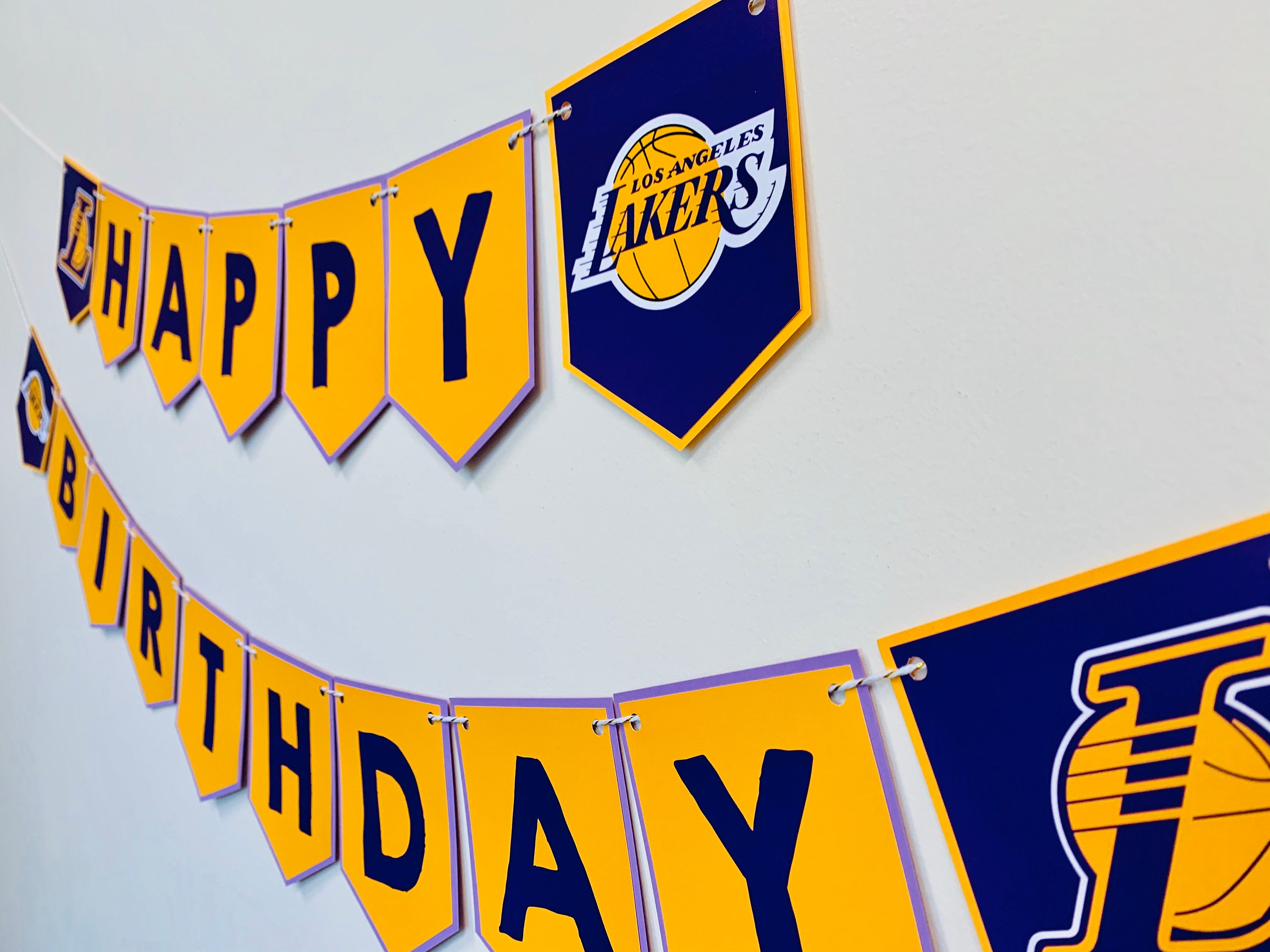 LA Lakers Basketball Themed Happy Birthday Banner | Etsy