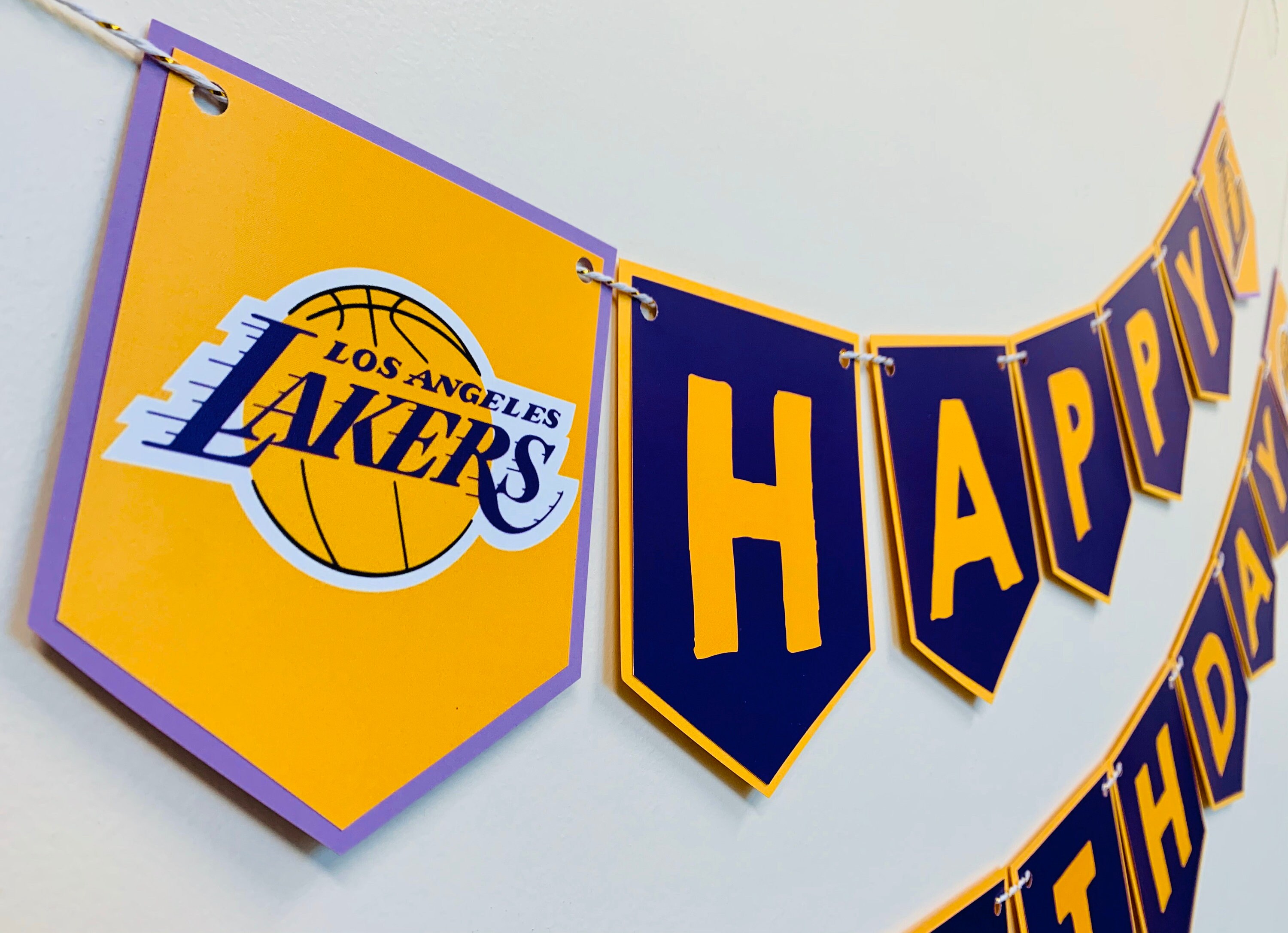 LA Lakers Basketball Themed Happy Birthday Banner | Etsy