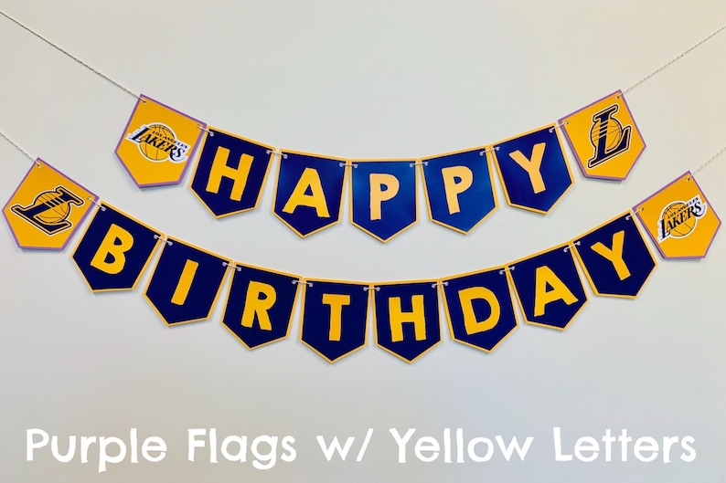 LA Lakers Basketball Themed Happy Birthday Banner Etsy