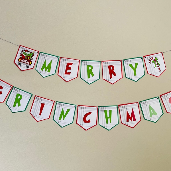 Merry Grinchmas, Inspired Dr. Seuss Holiday, Christmas Banner (Digital - Instant Download)