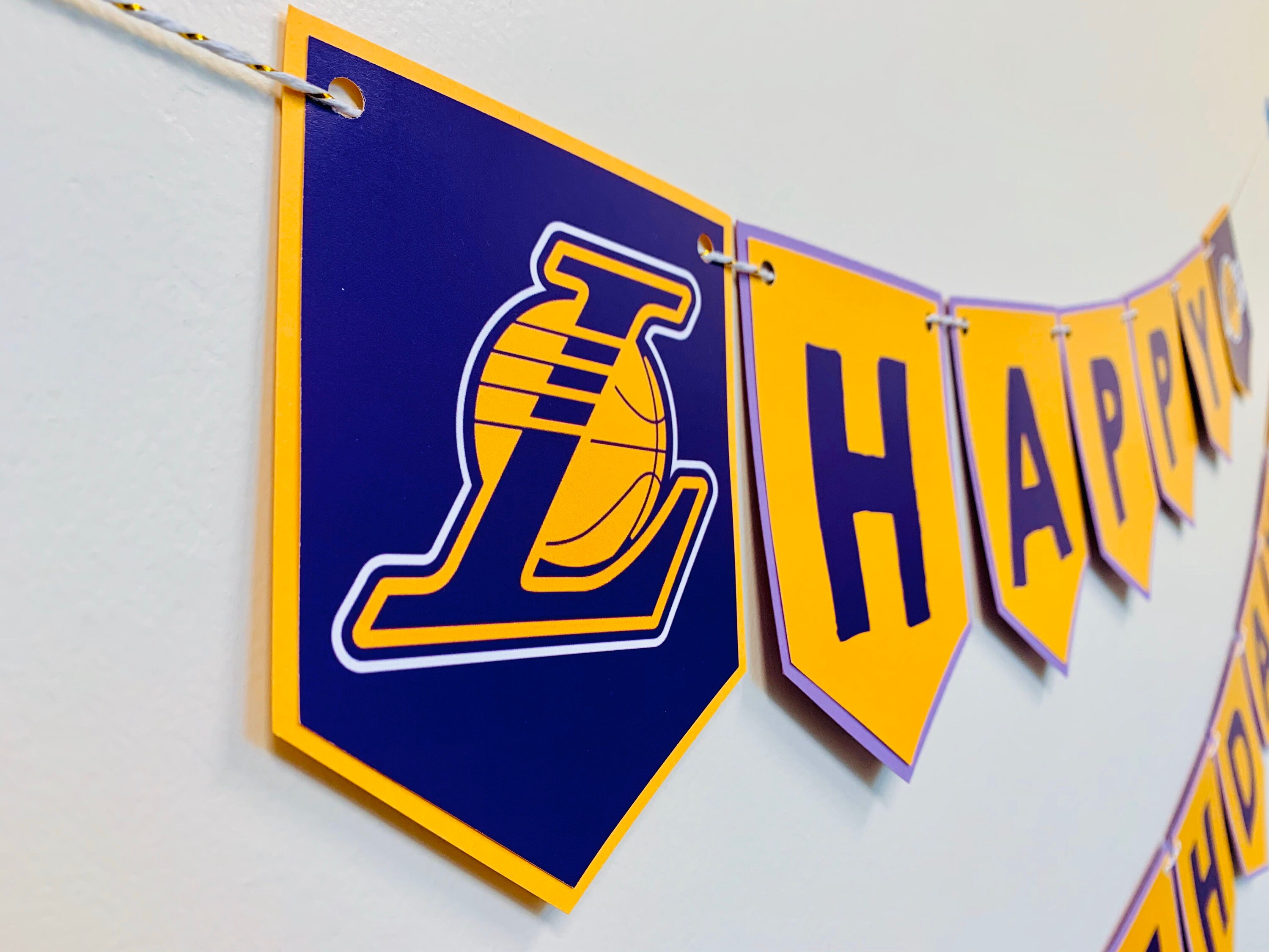 LA Lakers Basketball Themed Happy Birthday Banner | Etsy