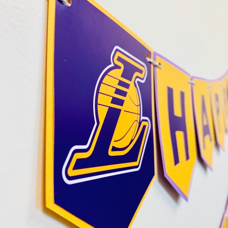 LA Lakers Basketball Themed Happy Birthday Banner | Etsy