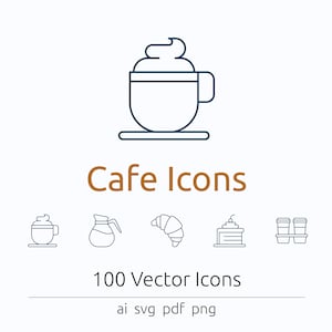 Cafe Icons in Vector and PNG image 1