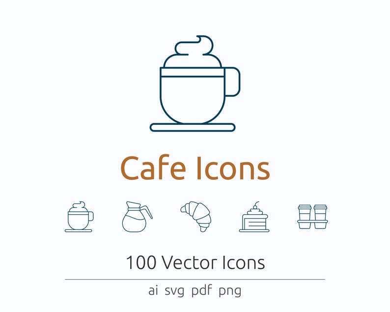 Cafe Icons in Vector and PNG image 1