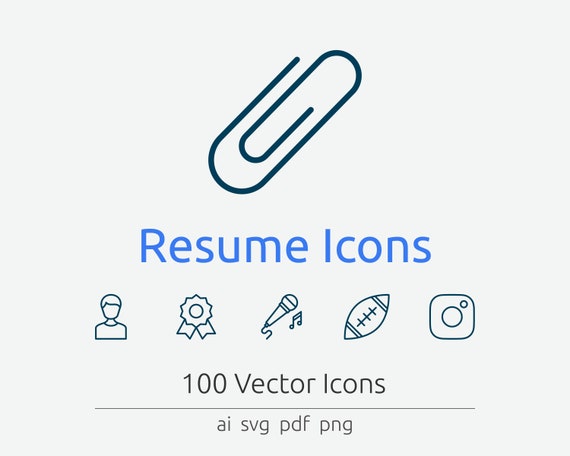 Resume Icons In Vector And Png Etsy