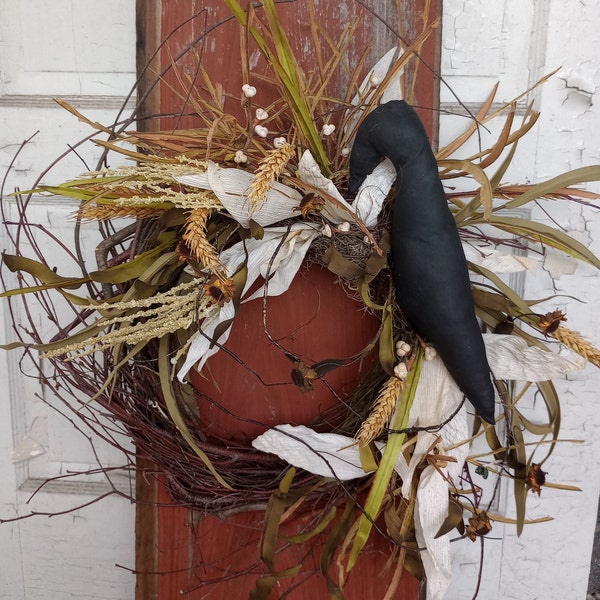 Primitive crow wreath, crows nest wreath, barn yard wreath, country wreath